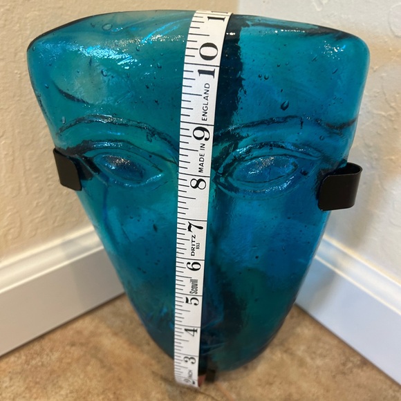 Teal Blue Glass Face Wall Art / Sconce / Candleholder - Picture 11 of 13
